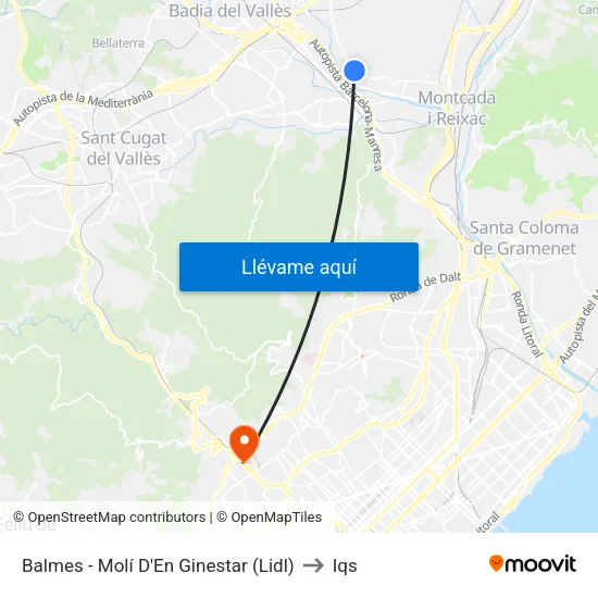 Balmes - Molí D'En Ginestar to Iqs map