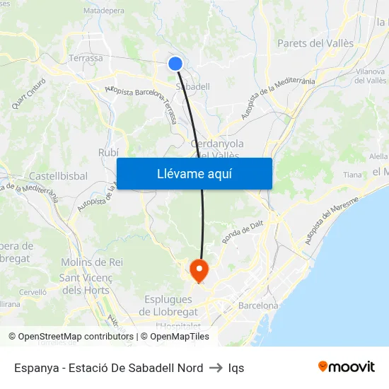 Espanya - Estació De Sabadell Nord to Iqs map