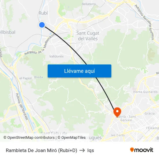 Rambleta De Joan Miró (Rubí+D) to Iqs map