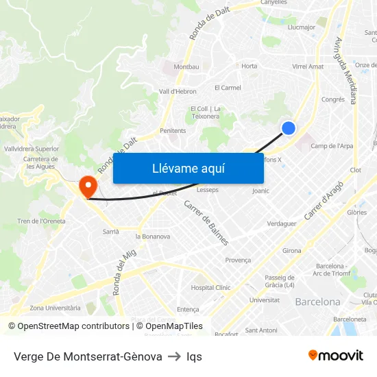 Verge De Montserrat-Gènova to Iqs map