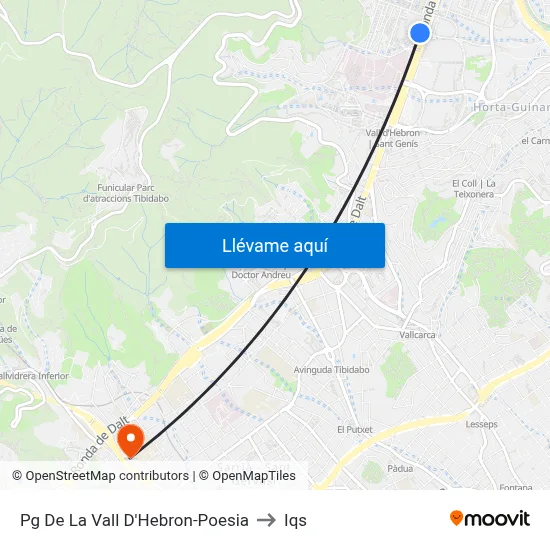 Pg De La Vall D'Hebron-Poesia to Iqs map