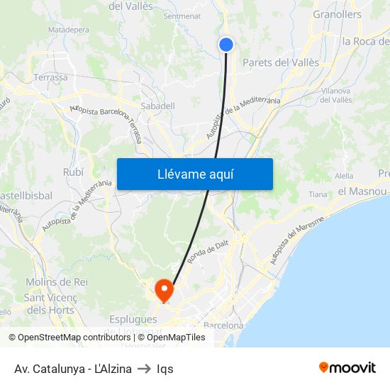 Av. Catalunya - L'Alzina to Iqs map