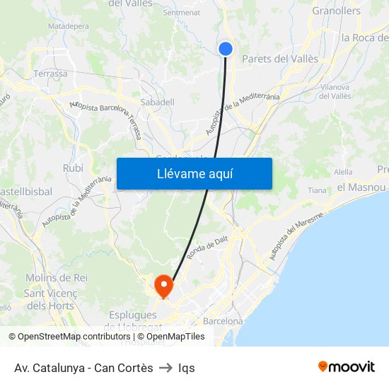 Av. Catalunya - Can Cortès to Iqs map