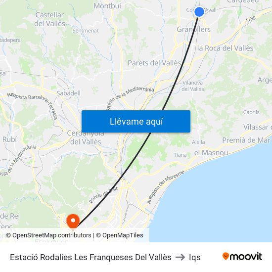 Estació Rodalies Les Franqueses Del Vallès to Iqs map