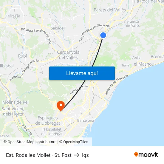 Est. Rodalies Mollet - St. Fost to Iqs map