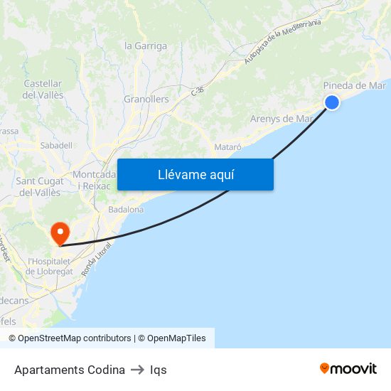 Apartaments Codina to Iqs map