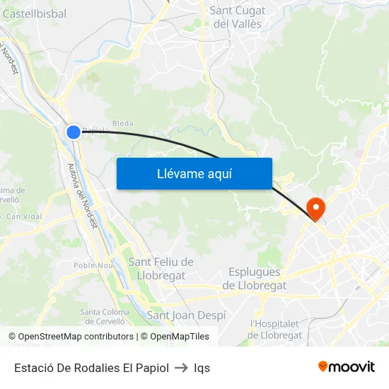 Estació De Rodalies El Papiol to Iqs map