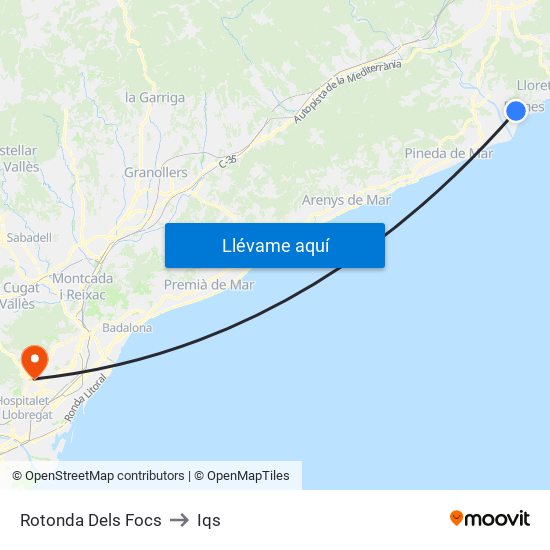 Rotonda Dels Focs to Iqs map