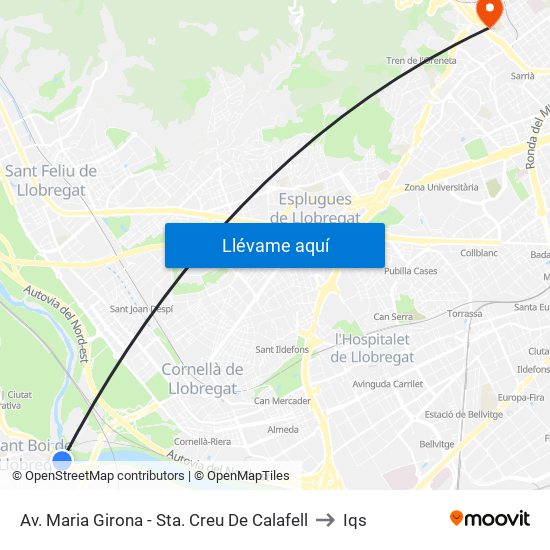 Av. Maria Girona - Sta. Creu De Calafell to Iqs map