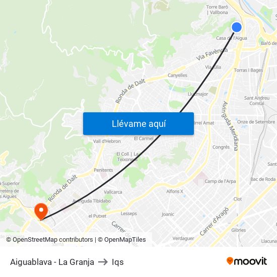 Aiguablava - La Granja to Iqs map