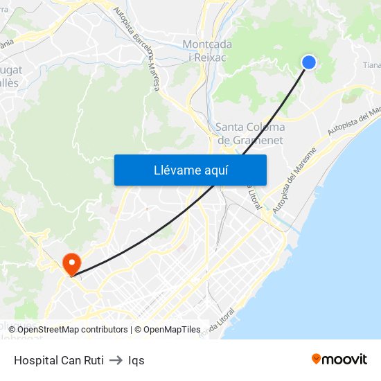 Hospital Can Ruti to Iqs map