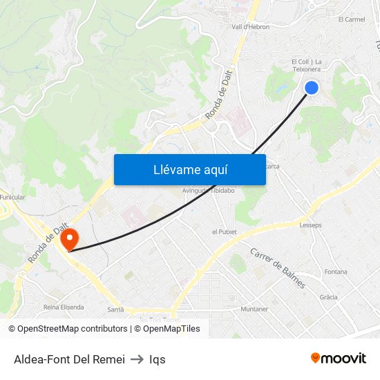 Aldea-Font Del Remei to Iqs map