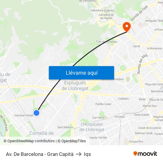 Av. De Barcelona - Gran Capità to Iqs map