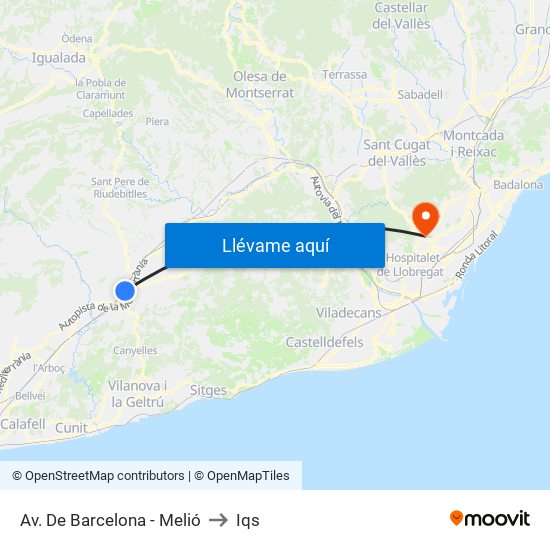Av. De Barcelona - Melió to Iqs map