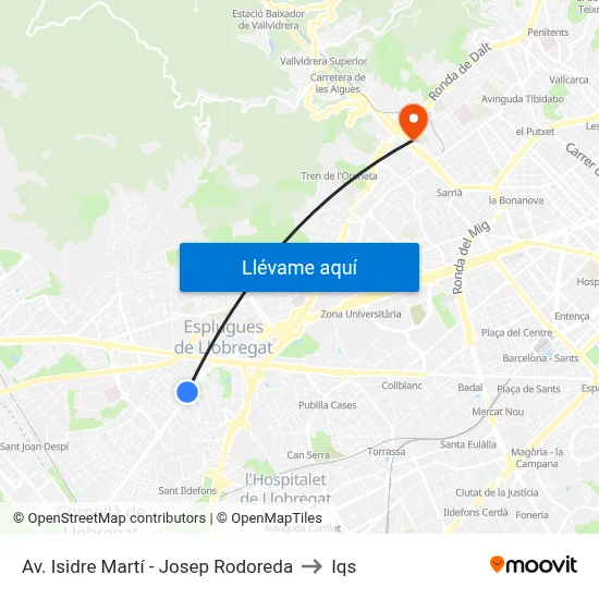 Av. Isidre Martí - Josep Rodoreda to Iqs map
