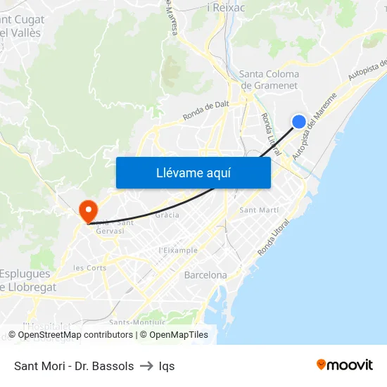 Sant Mori - Dr. Bassols to Iqs map