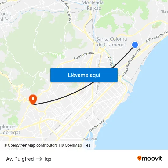 Av. Puigfred to Iqs map