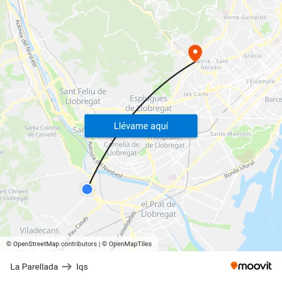 La Parellada to Iqs map