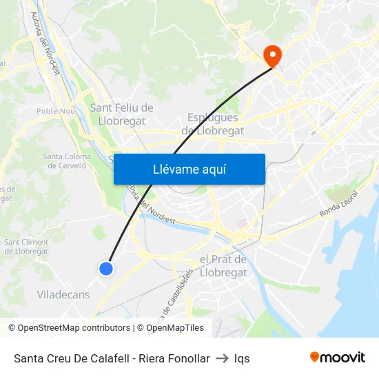 Santa Creu De Calafell - Riera Fonollar to Iqs map