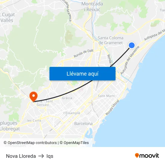 Nova Lloreda to Iqs map