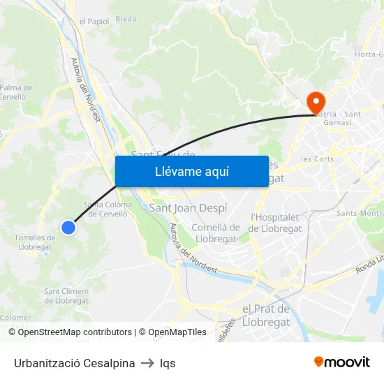 Urbanització Cesalpina to Iqs map