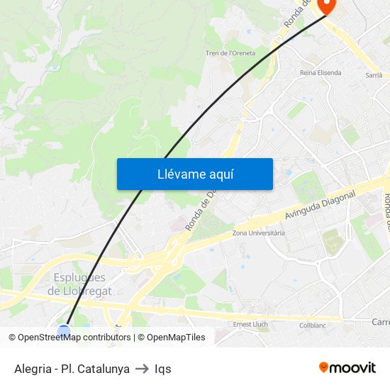 Alegria - Pl. Catalunya to Iqs map