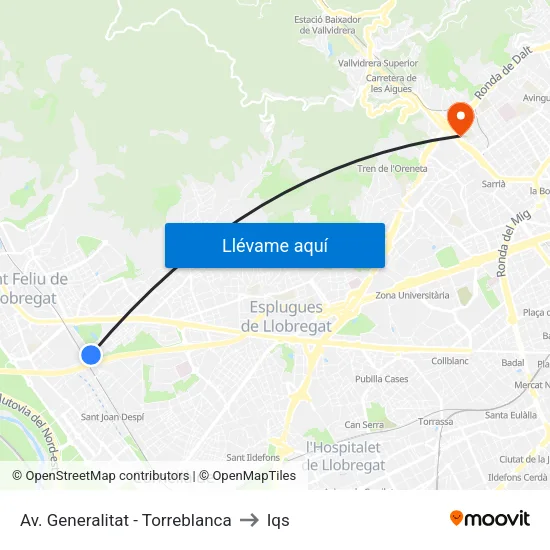 Av. Generalitat - Torreblanca to Iqs map