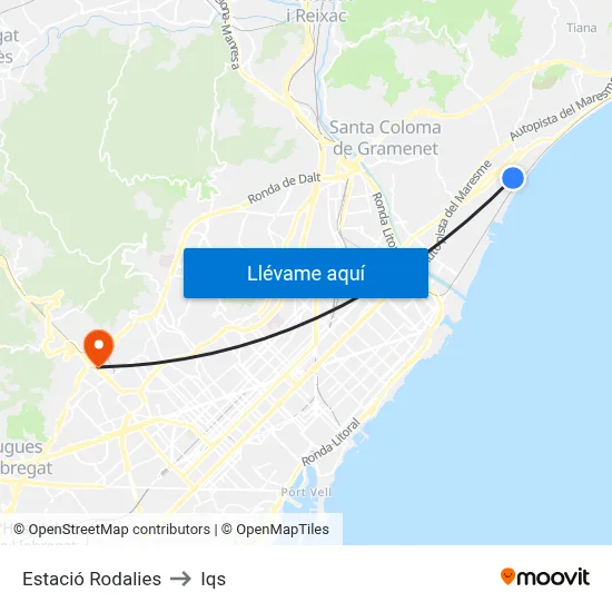 Estació Rodalies to Iqs map