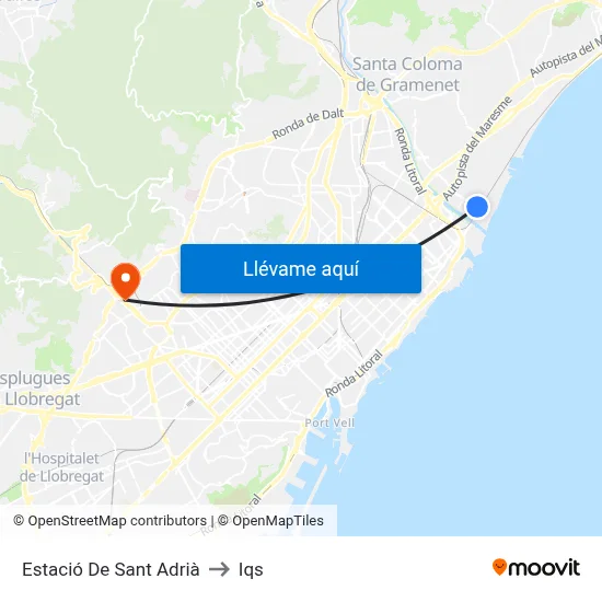 Estació De Sant Adrià to Iqs map