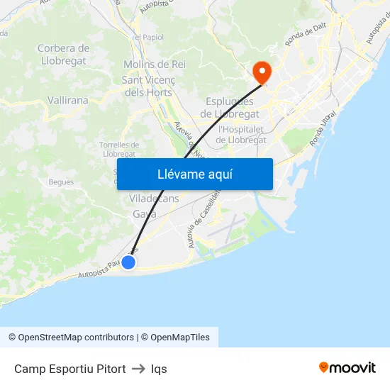 Camp Esportiu Pitort to Iqs map