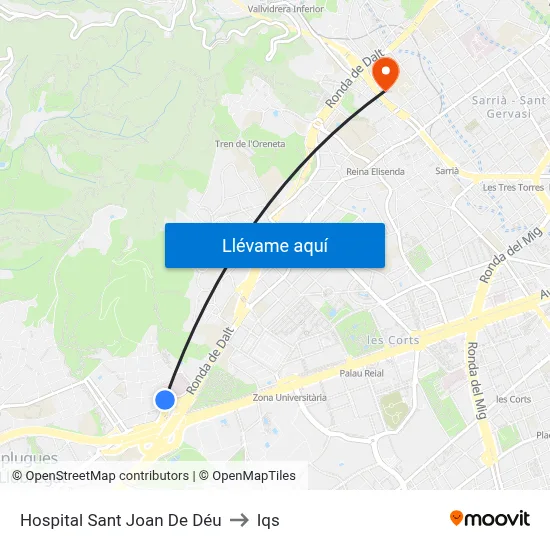 Hospital Sant Joan De Déu to Iqs map