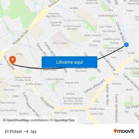 El Putxet to Iqs map