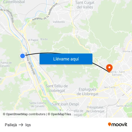 Pallejà to Iqs map