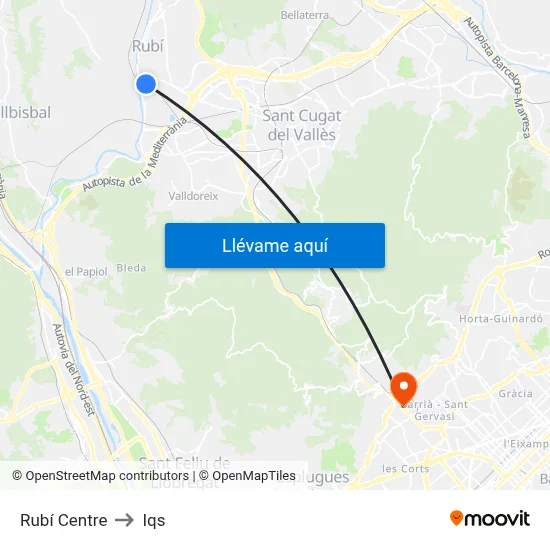 Rubí Centre to Iqs map
