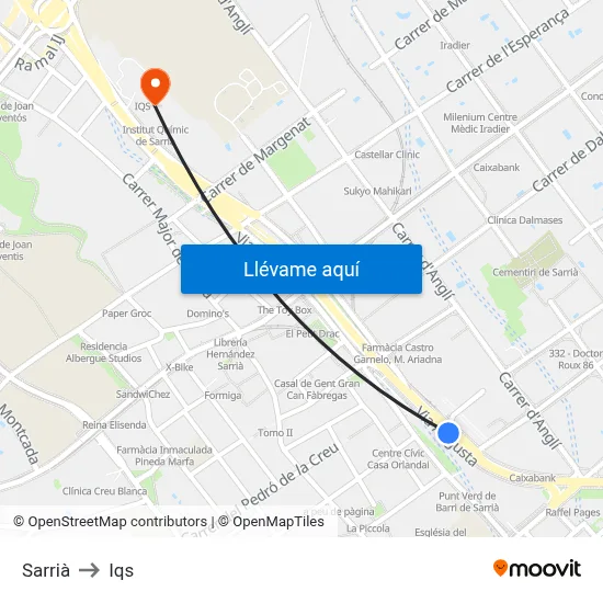 Sarrià to Iqs map