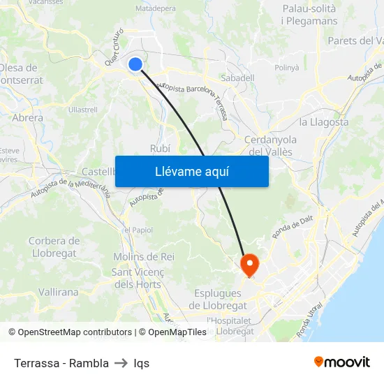 Terrassa - Rambla to Iqs map