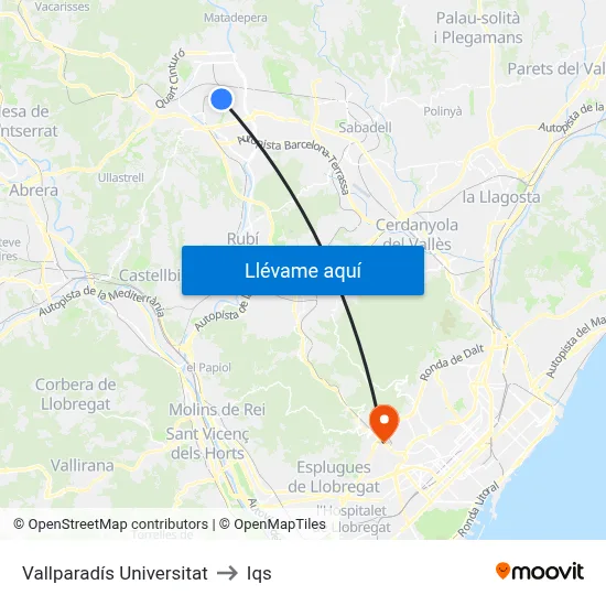 Vallparadís Universitat to Iqs map