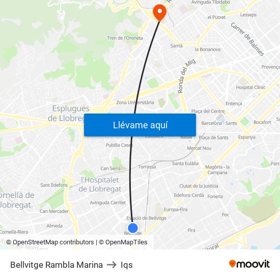 Bellvitge Rambla Marina to Iqs map