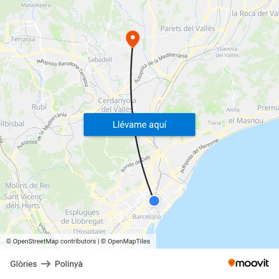 Glòries to Polinyà map
