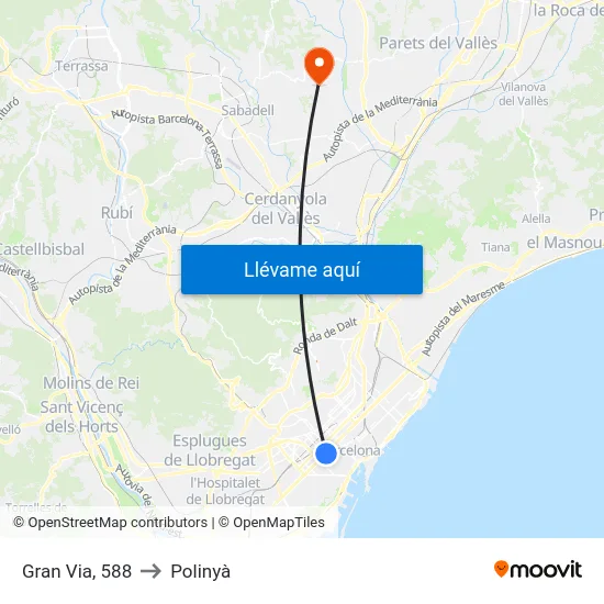 Gran Via, 588 to Polinyà map