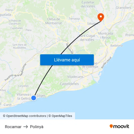 Rocamar to Polinyà map