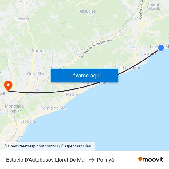 Estació D'Autobusos Lloret De Mar to Polinyà map