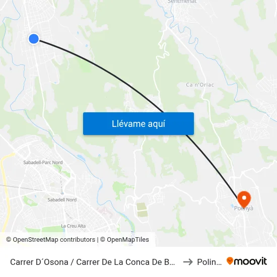 Carrer D´Osona / Carrer De La Conca De Barberà to Polinyà map