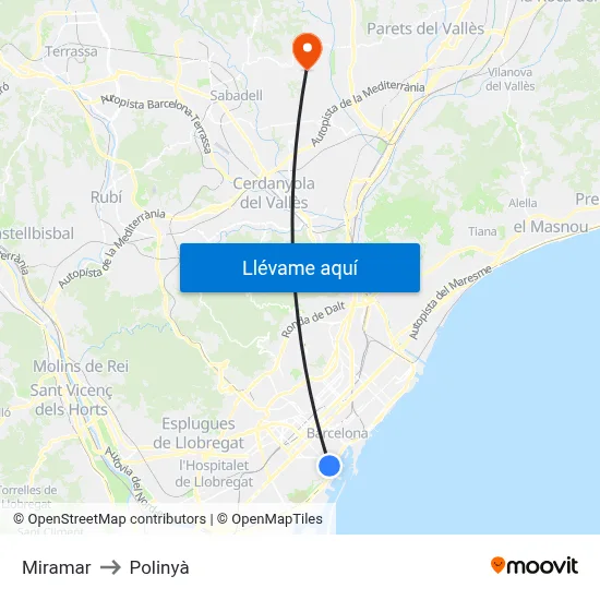 Miramar to Polinyà map