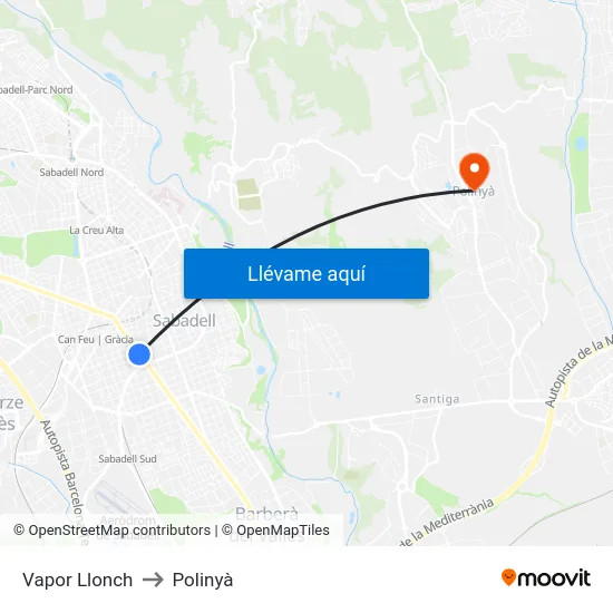 Vapor Llonch to Polinyà map