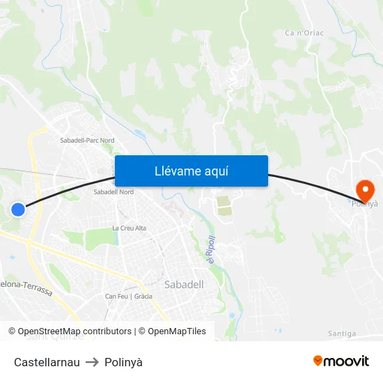 Castellarnau to Polinyà map