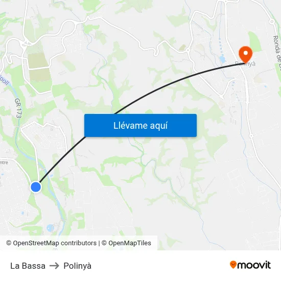 La Bassa to Polinyà map