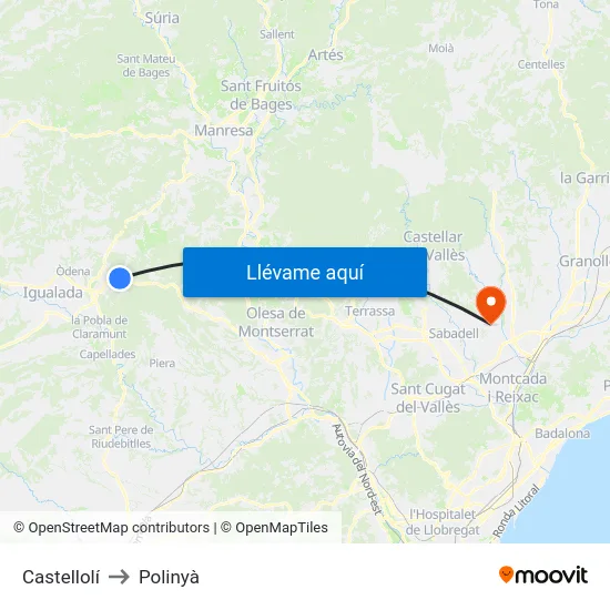 Castellolí to Polinyà map