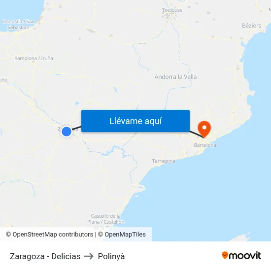 Zaragoza - Delicias to Polinyà map