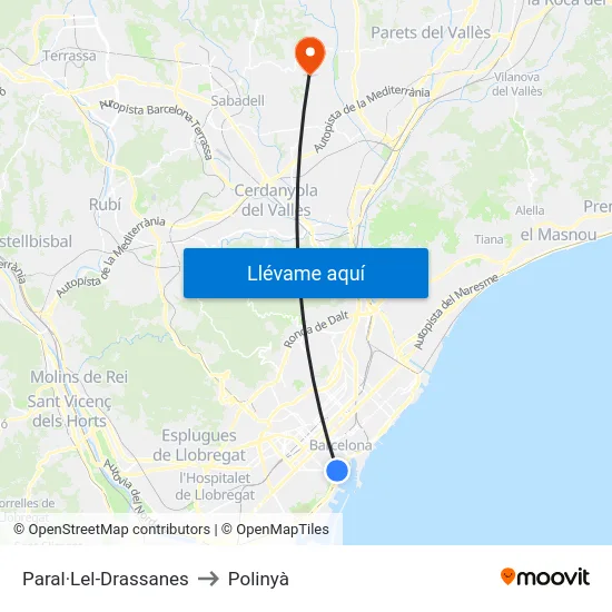 Paral·Lel-Drassanes to Polinyà map